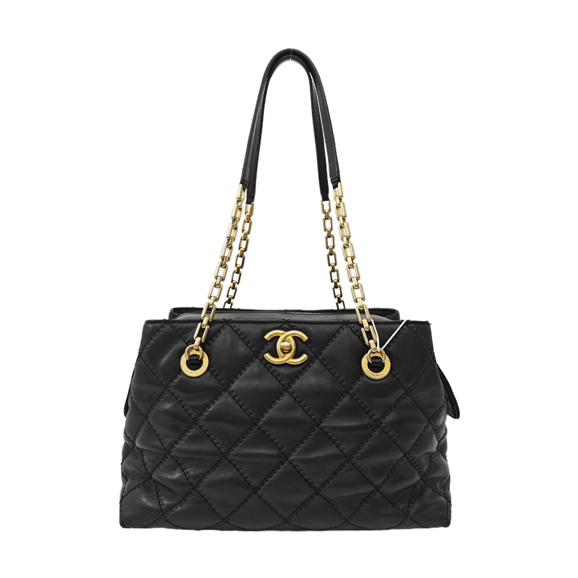 Quilted Calfskin Tote Bag Black