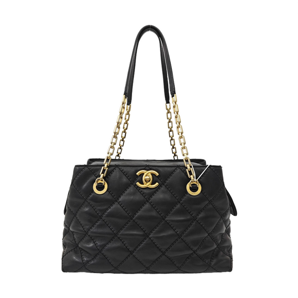 Quilted Calfskin Tote Bag Black