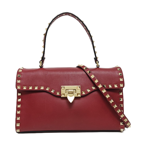 Rockstud Calfskin Red