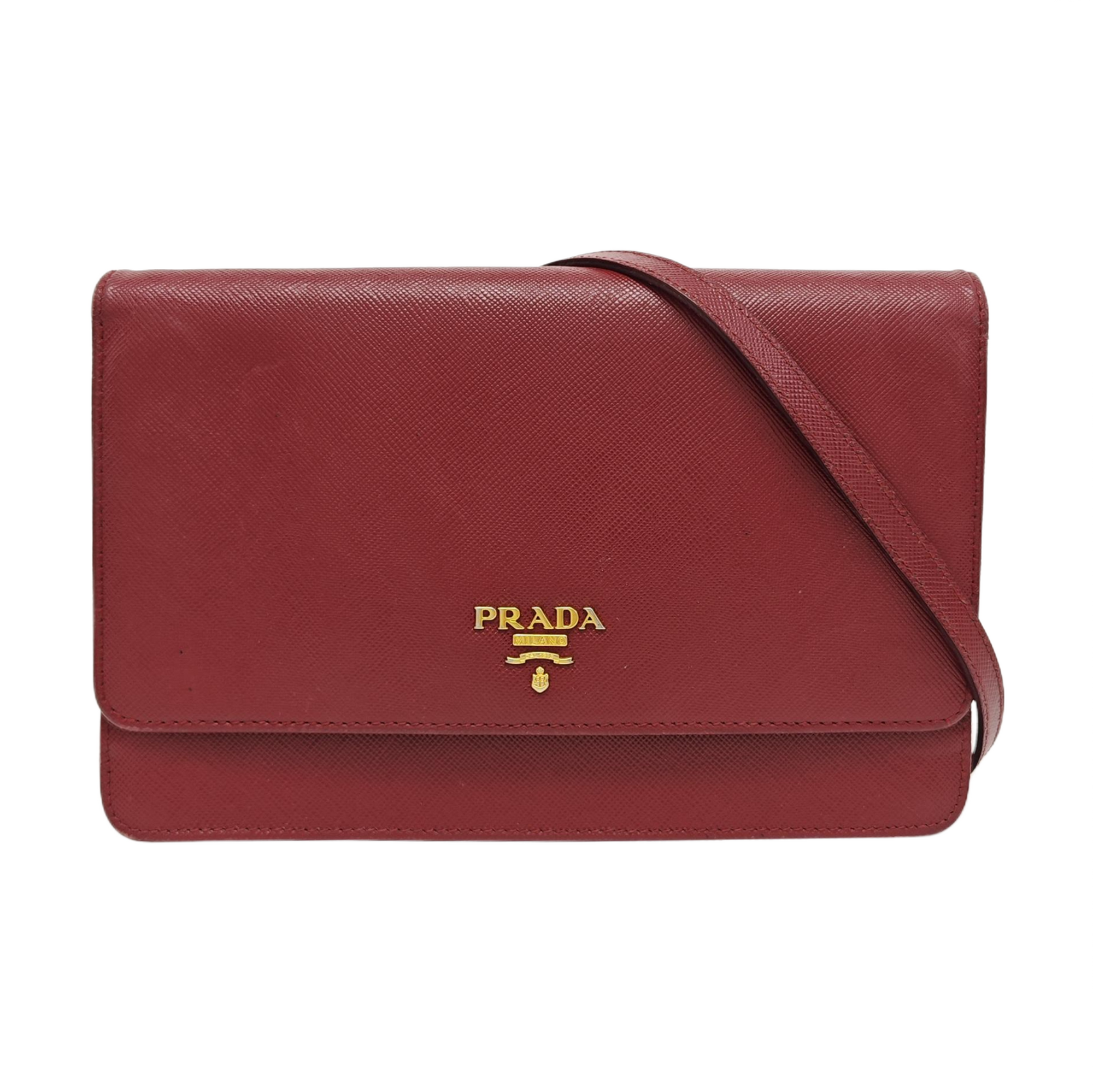 Saffiano Calfskin Shoulder Bag Red