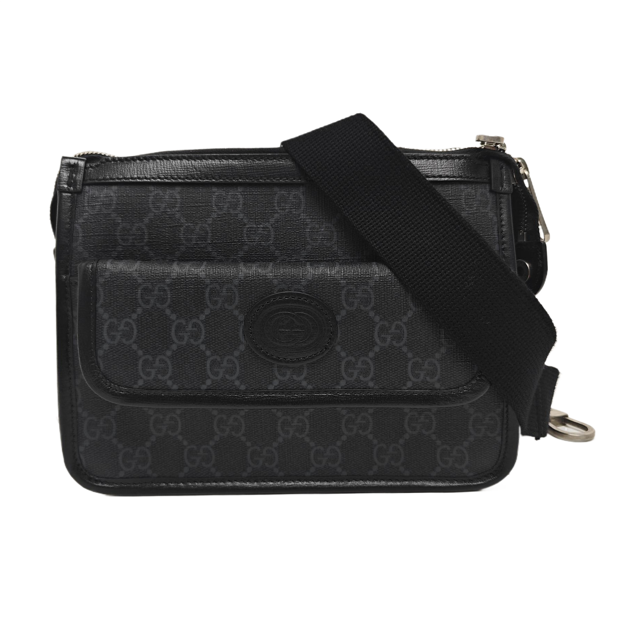 Monogram Coated Canvas Crossbody Bag Black