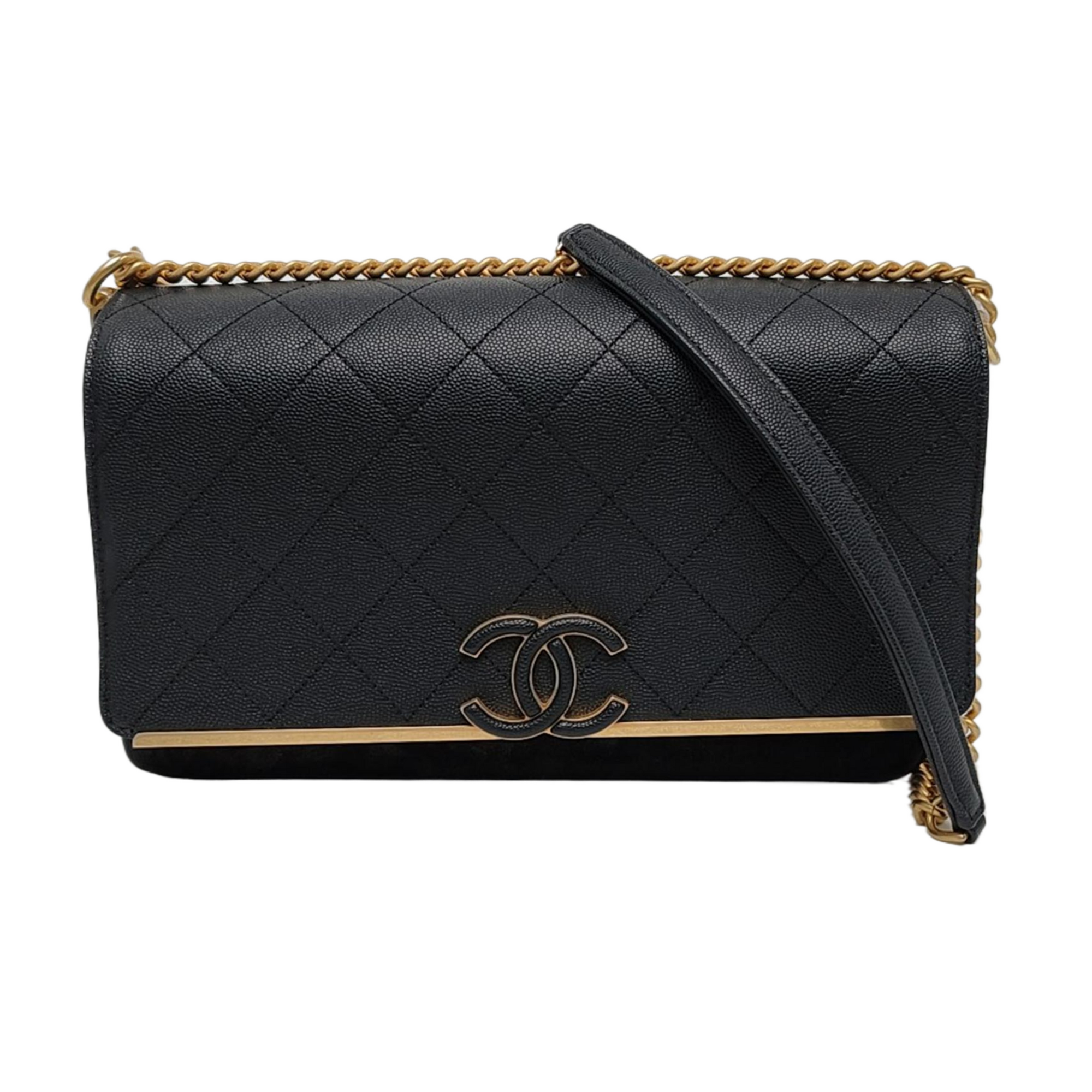 LADY COCO Medium Quilted Grained Calfskin Black