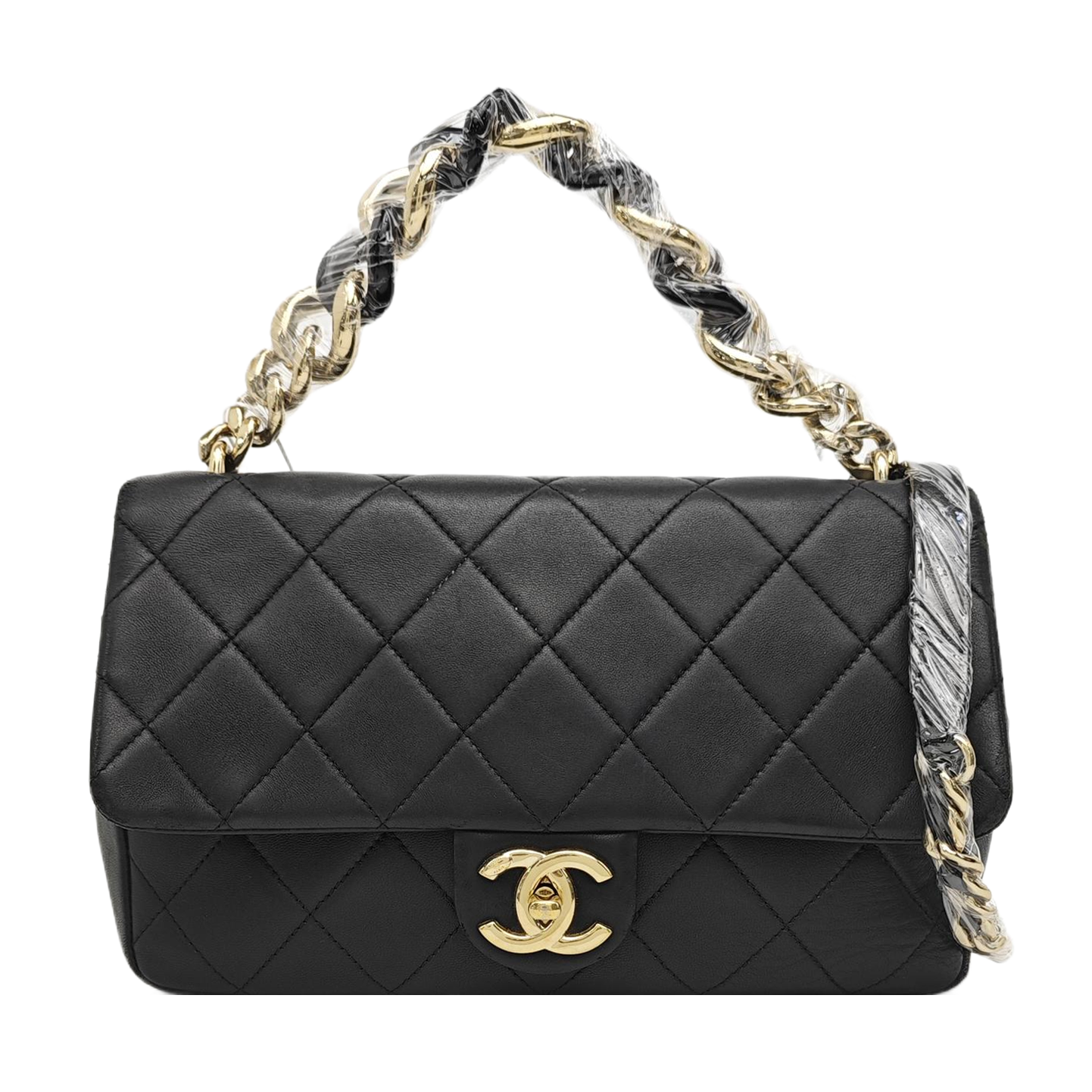 Quilted Lambskin Shoulder Bag Black