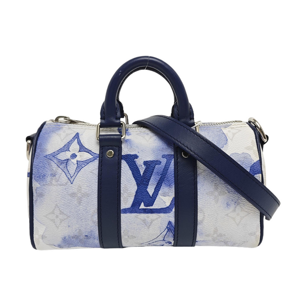 Authenticated pre-owned  KEEPALL Nano Monogram Coated Canvas Blue - Shoulder Bag at Looply