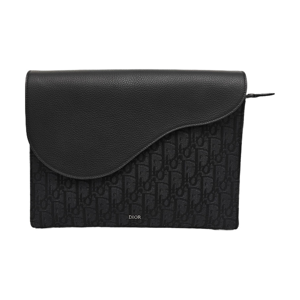 Saddle Medium Oblique Canvas Black