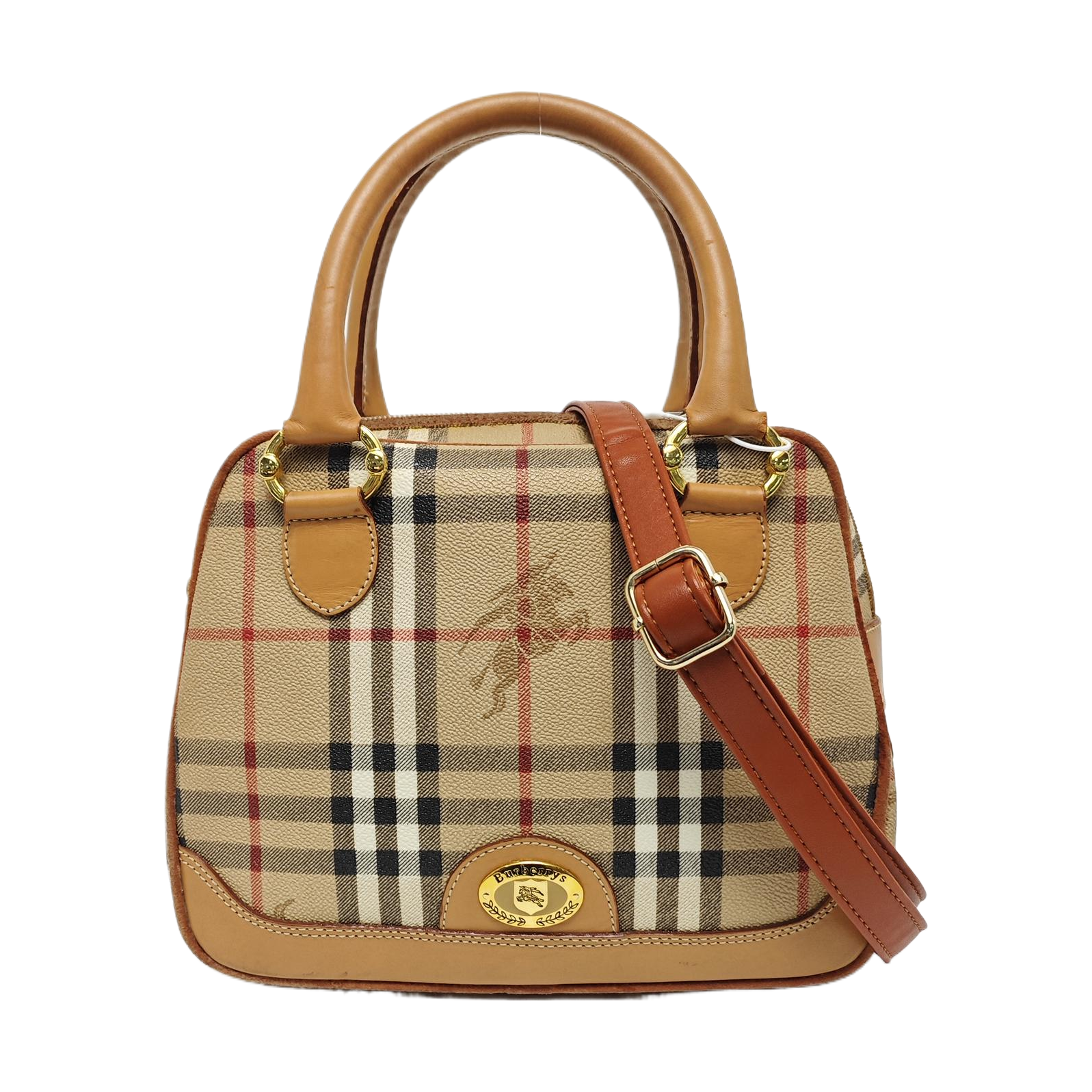 Coated Canvas Shoulder Bag Brown