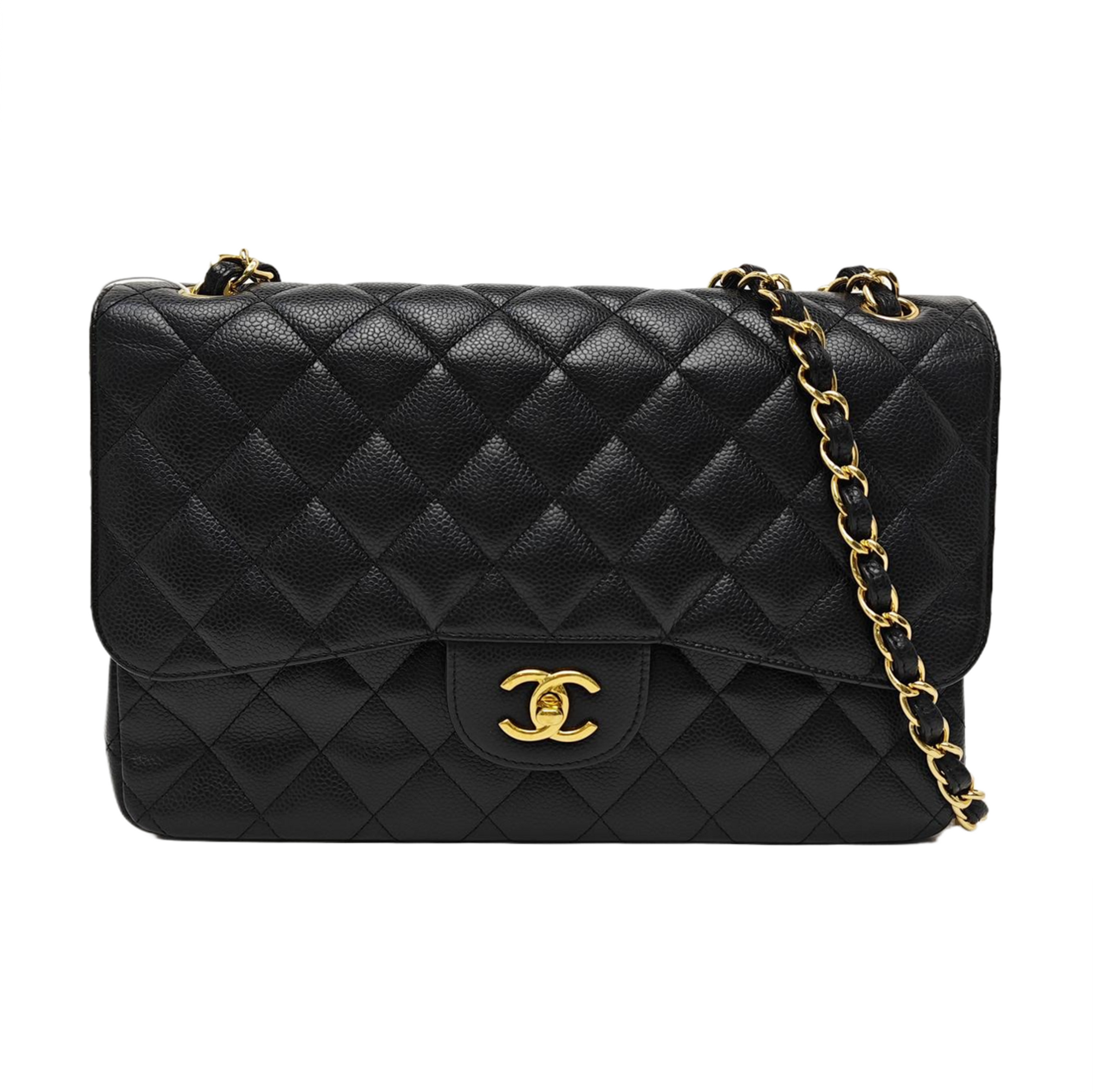 CLASSIC FLAP Jumbo Quilted Grained Calfskin Black