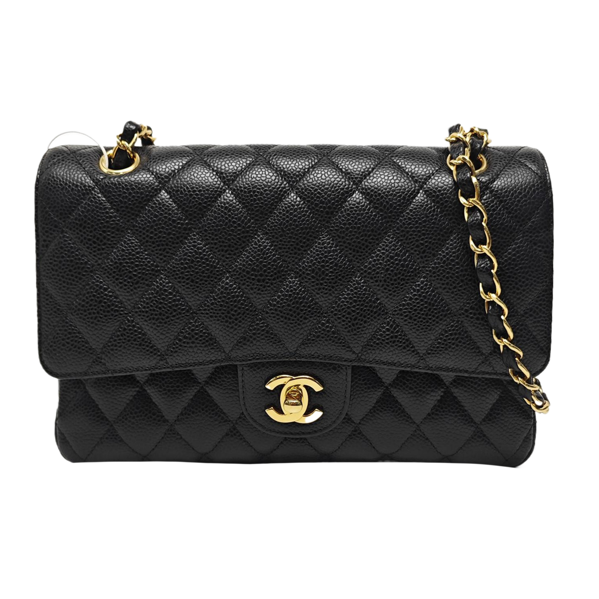 CLASSIC FLAP Medium Quilted Grained Calfskin Black