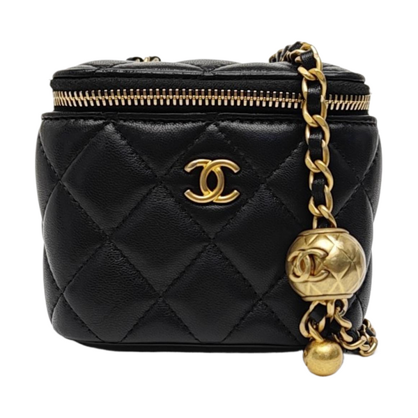 VANITY CASE Mini Quilted Lambskin Black