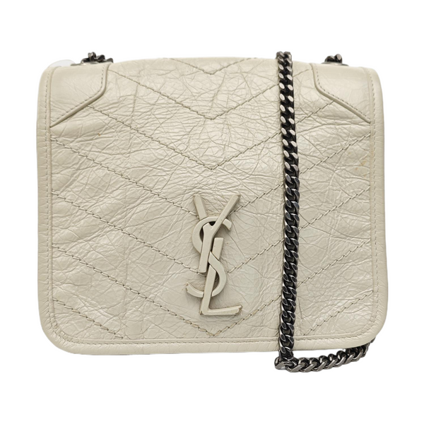 NIKI Mini Chevron Calfskin White