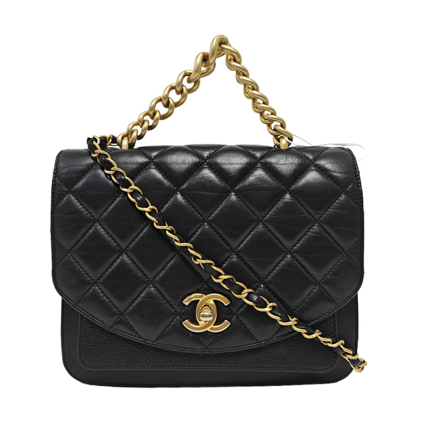 Quilted Calfskin Shoulder Bag Black