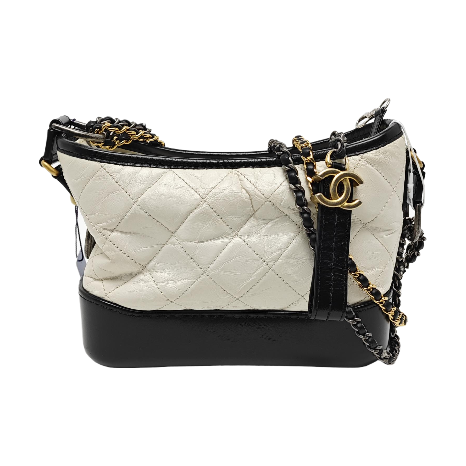 GABRIELLE Small Quilted Calfskin White