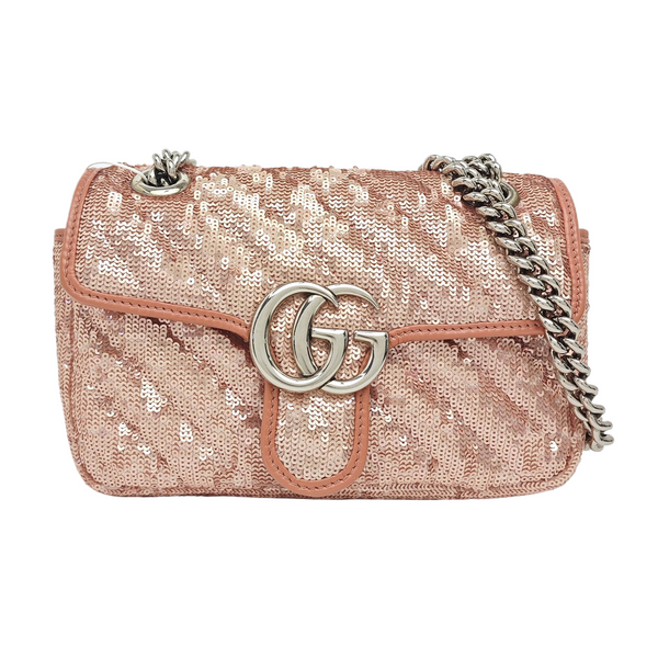 GG Marmont Small Quilted Sequins Pink