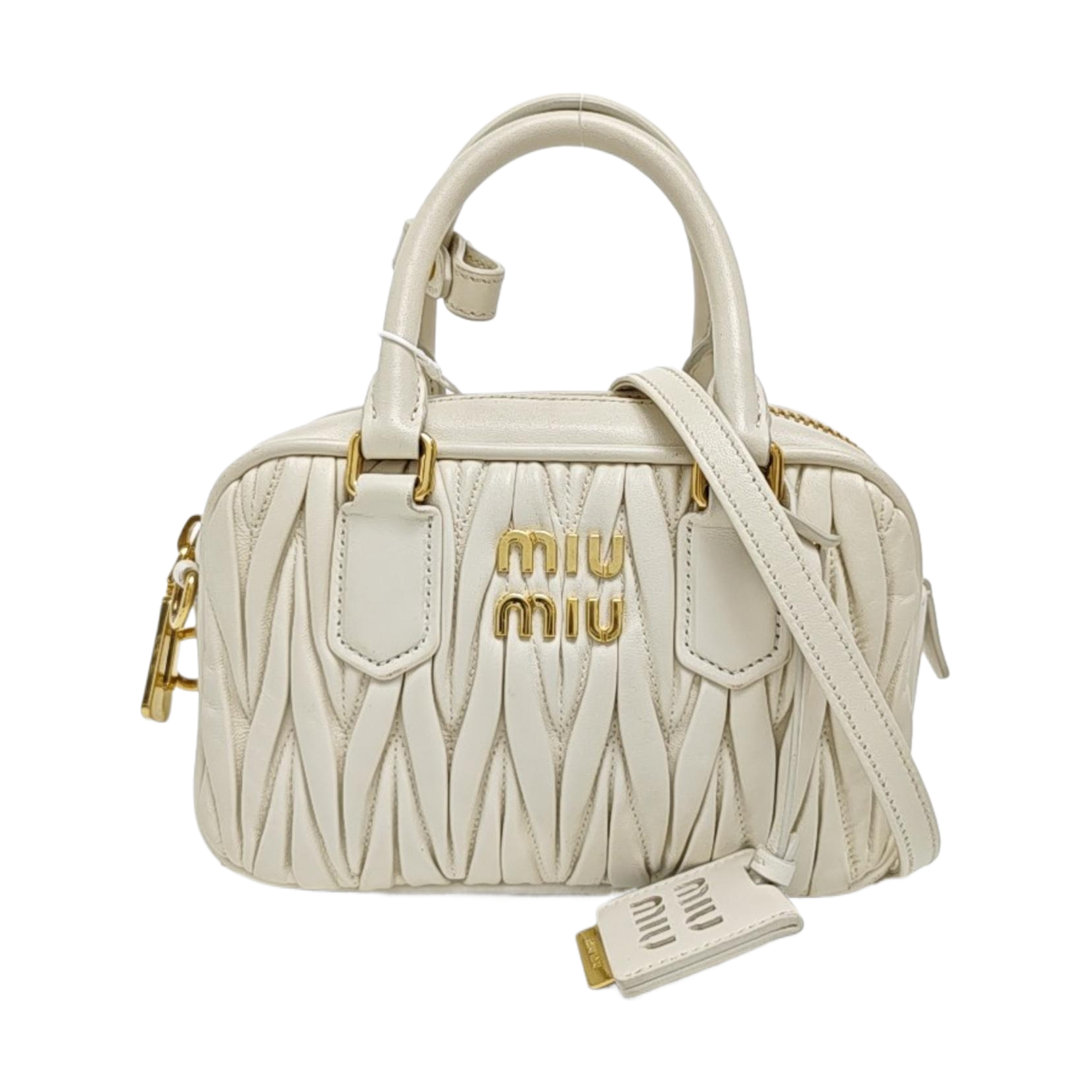 Arcadie Matelassé Mini Quilted Lambskin White