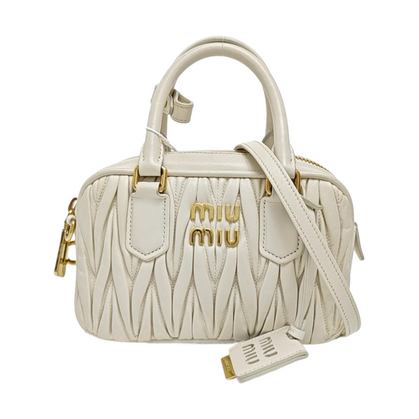 Arcadie Matelassé Mini Quilted Lambskin White