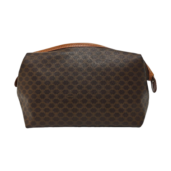 Coated Canvas Clutch Brown