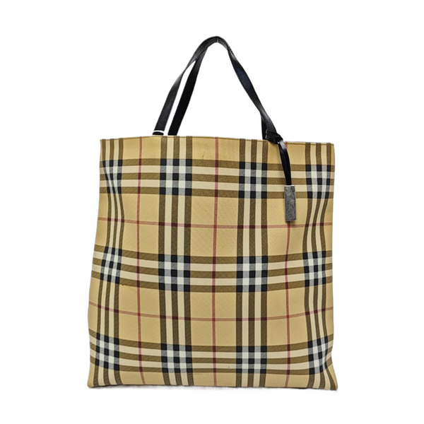 Coated Canvas Top Handle Bag Beige