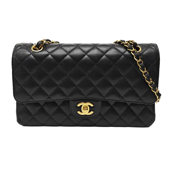 CLASSIC FLAP Medium Quilted Grained Calfskin Black