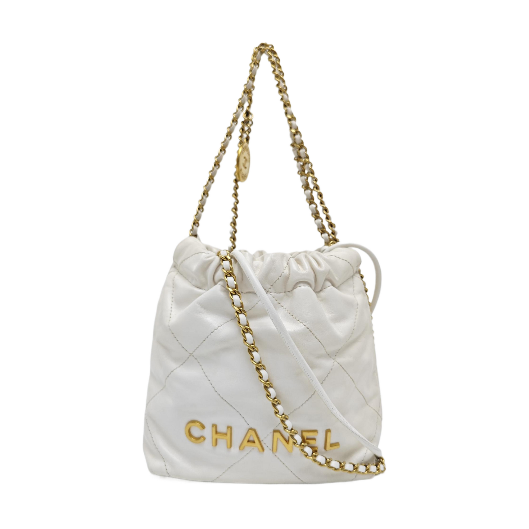 CHANEL 22 Mini Quilted Calfskin White