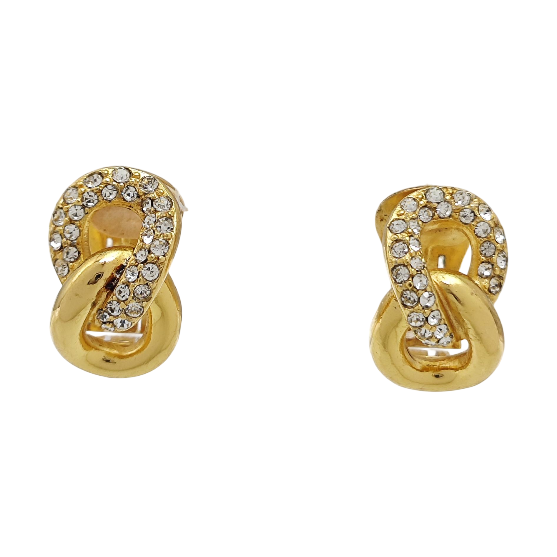 Twist Round Metal Gold Clip On Earrings