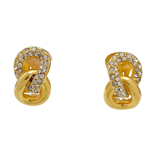 Twist Round Metal Gold Clip On Earrings