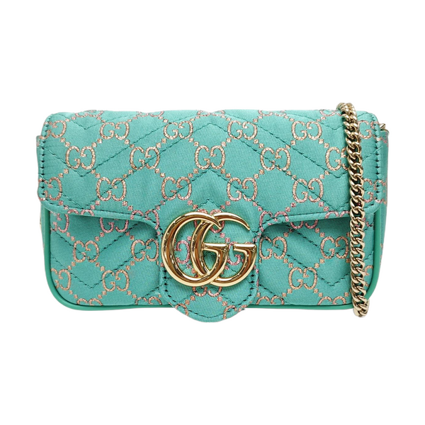 GG Marmont Super Mini Quilted Fabric Green