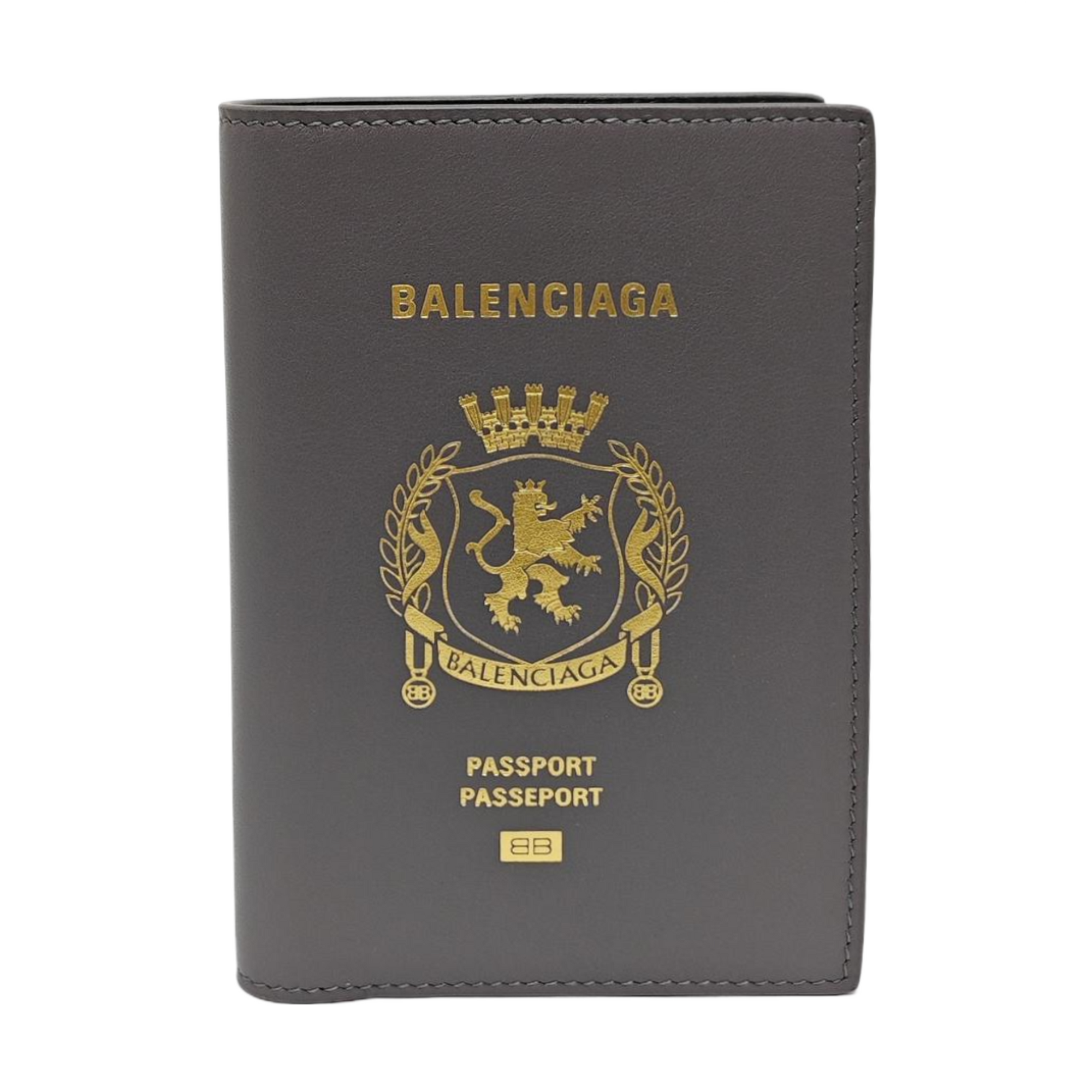 Calfskin Passport Holder Gray