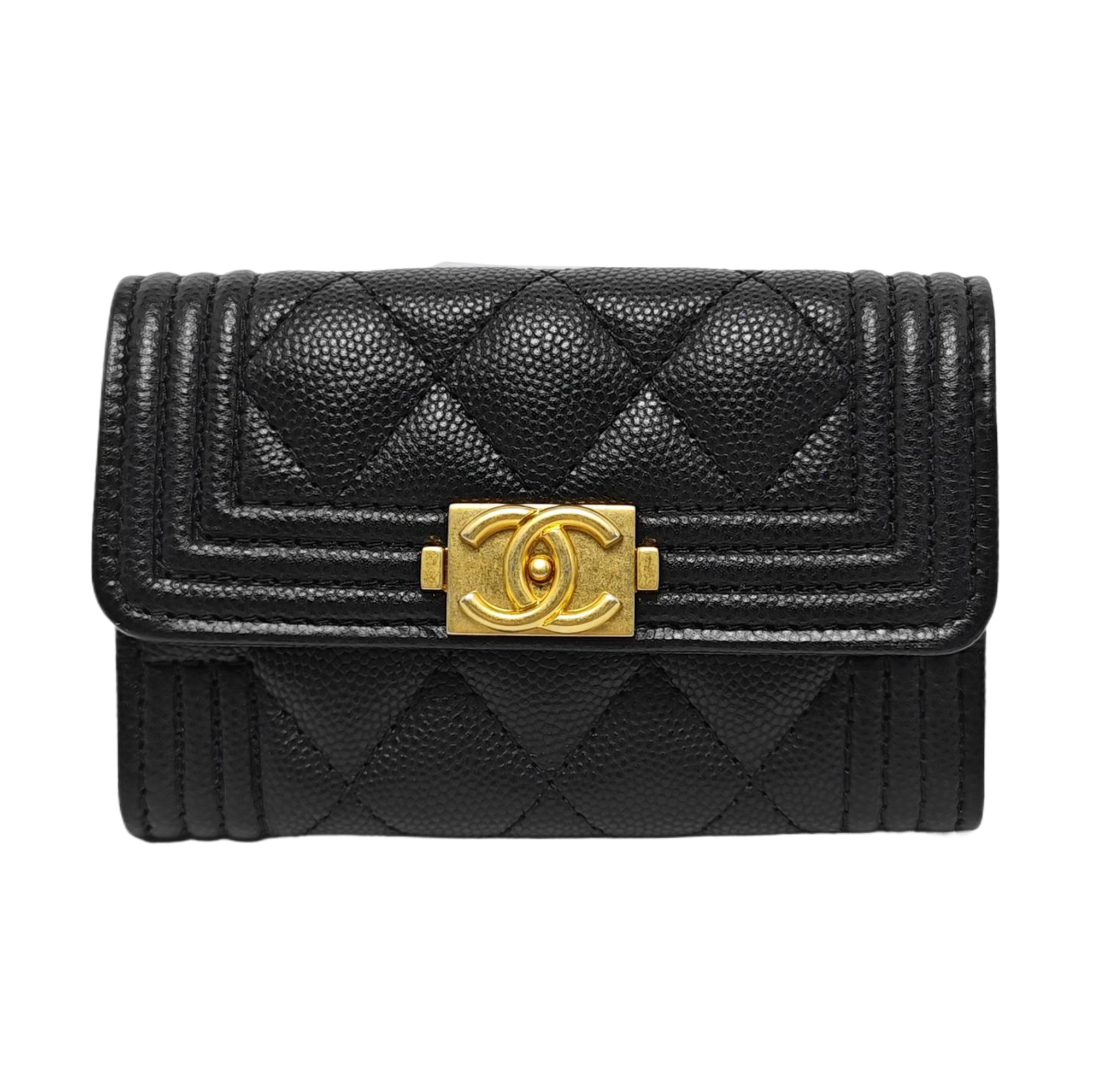 Cartera BOY CHANEL de piel de becerro granulada acolchada negra