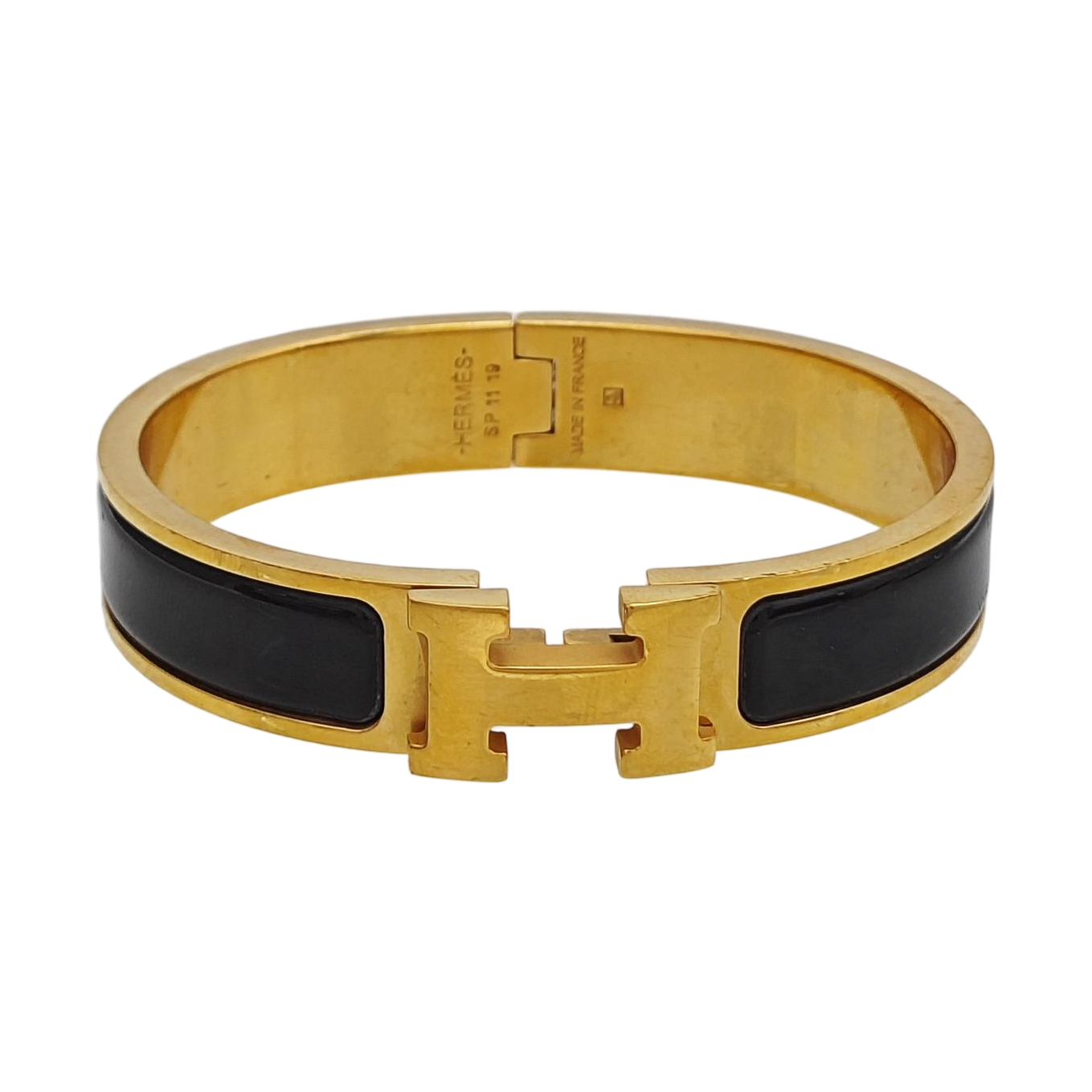 Clic H Metal Black Bangle