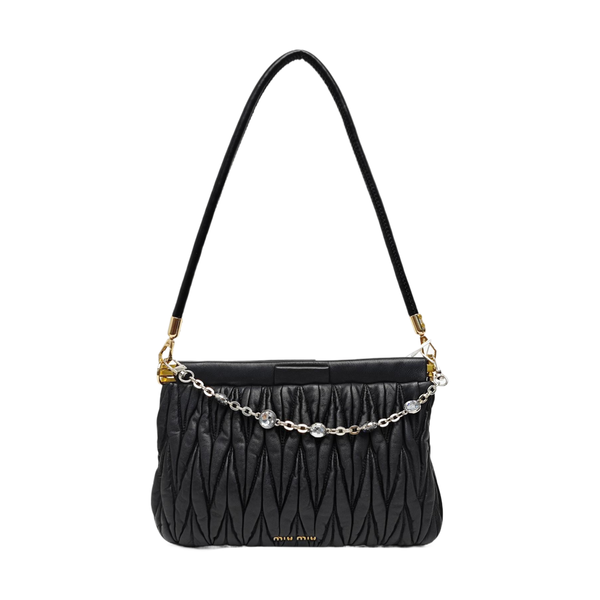 Quilted Lambskin Top Handle Bag Black