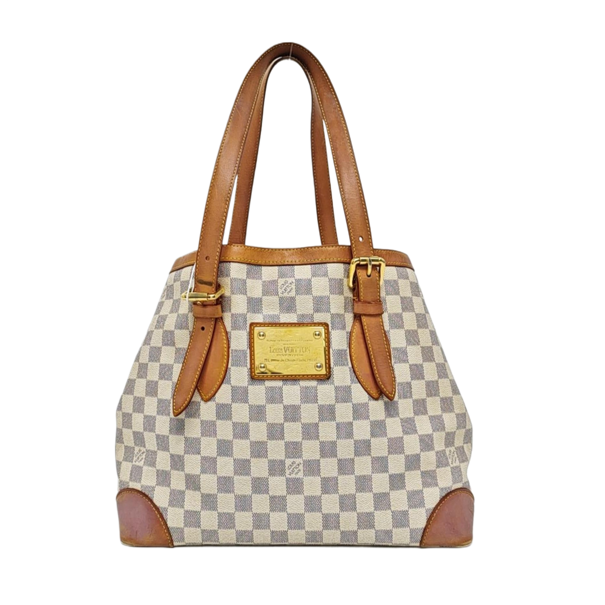 HAMPSTEAD MM Damier Azur Coated Canvas White