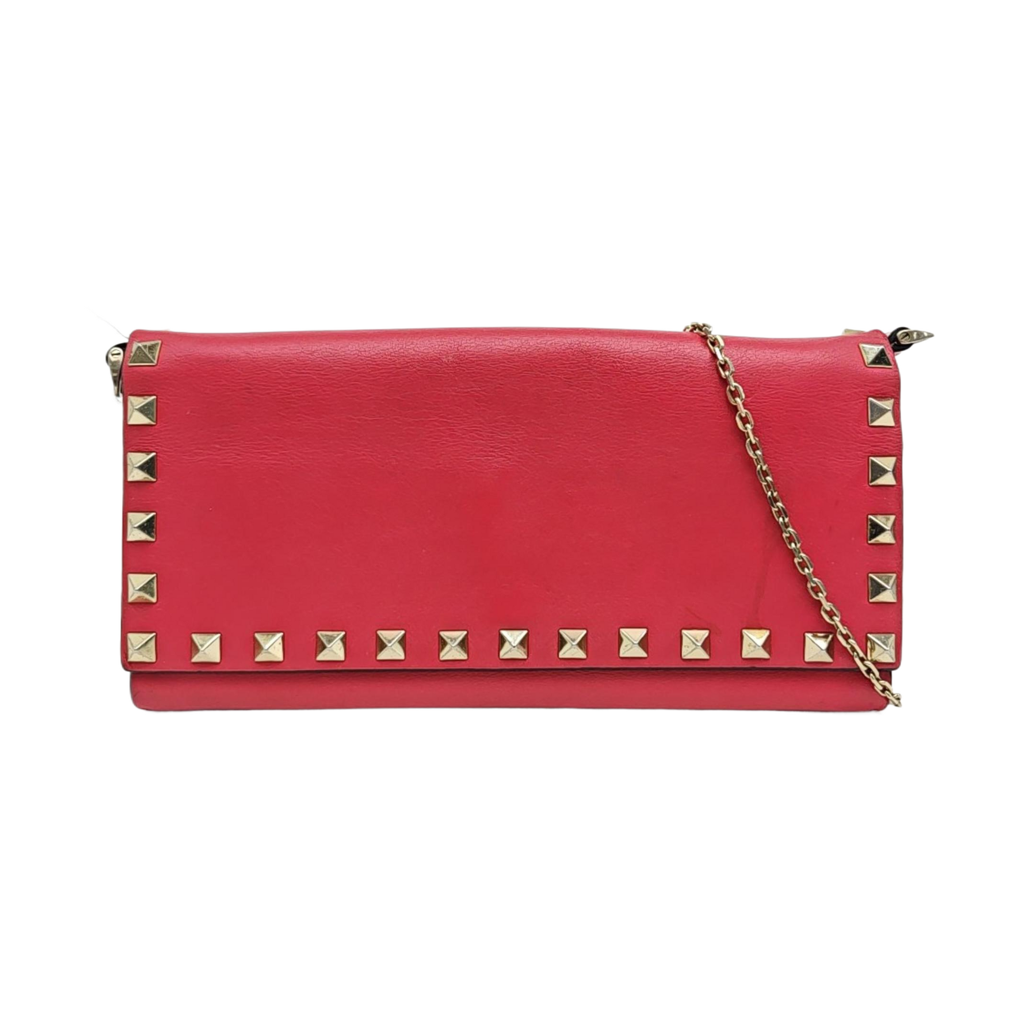 Rockstud Calfskin Red