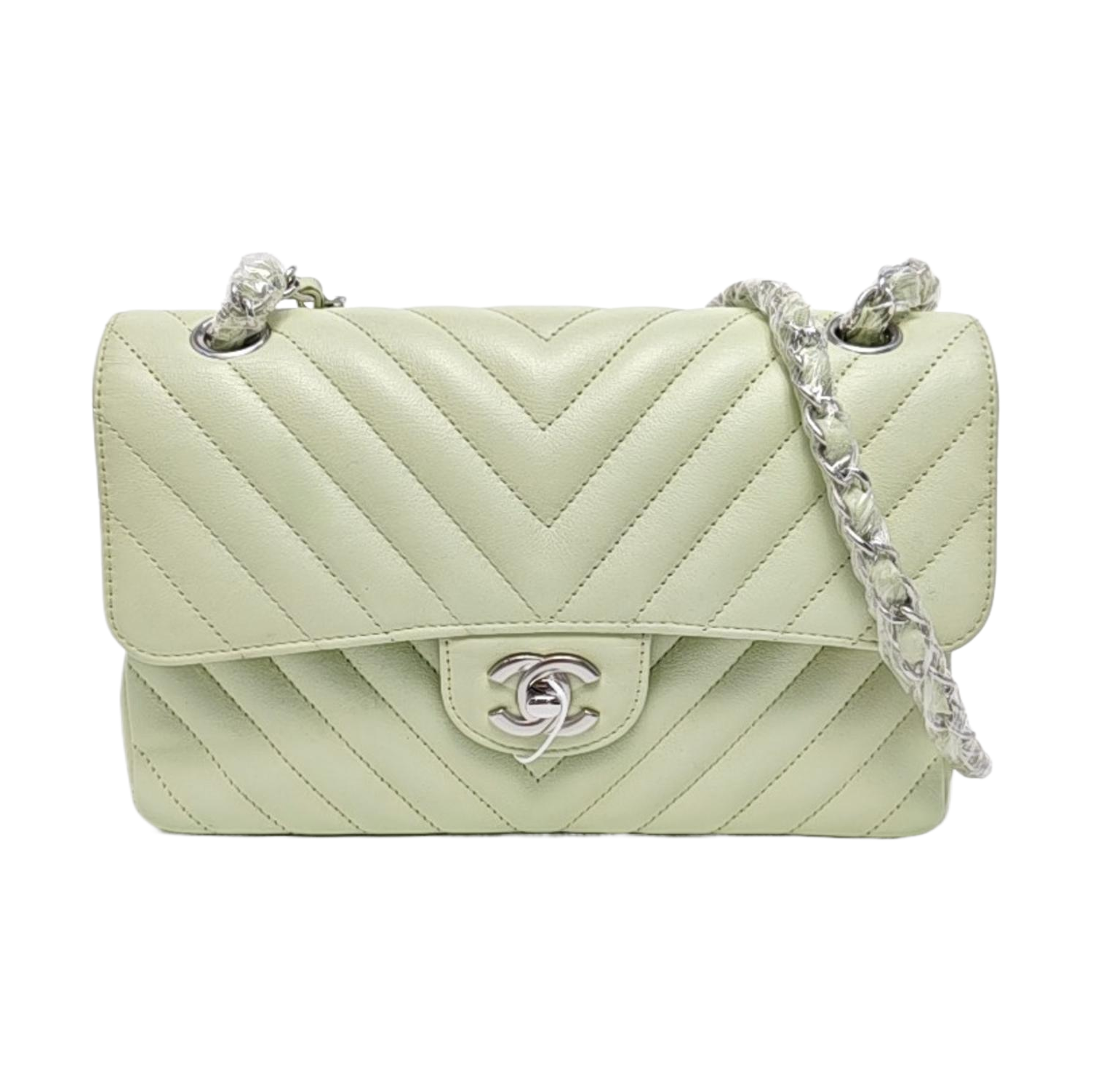 CLASSIC FLAP Small Chevron Calfskin Green