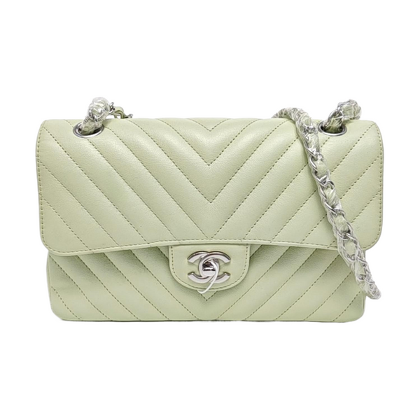 CLASSIC FLAP Small Chevron Calfskin Green