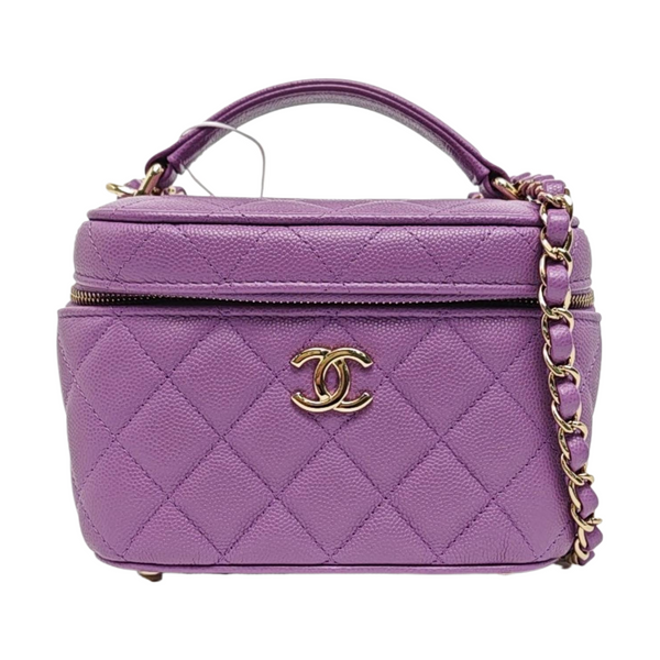 VANITY CASE Quilted Grained Calfskin Purple