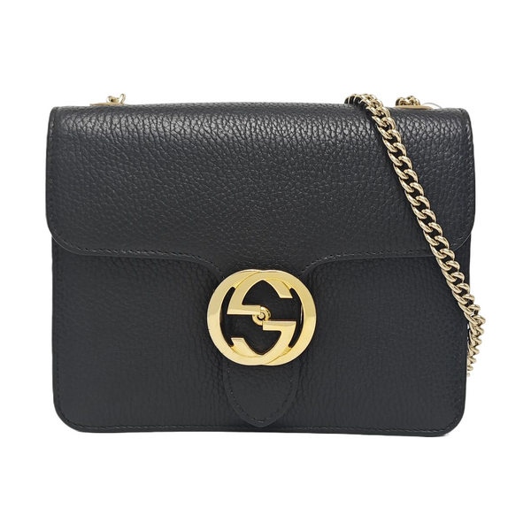 Interlocking G Small Calfskin Black
