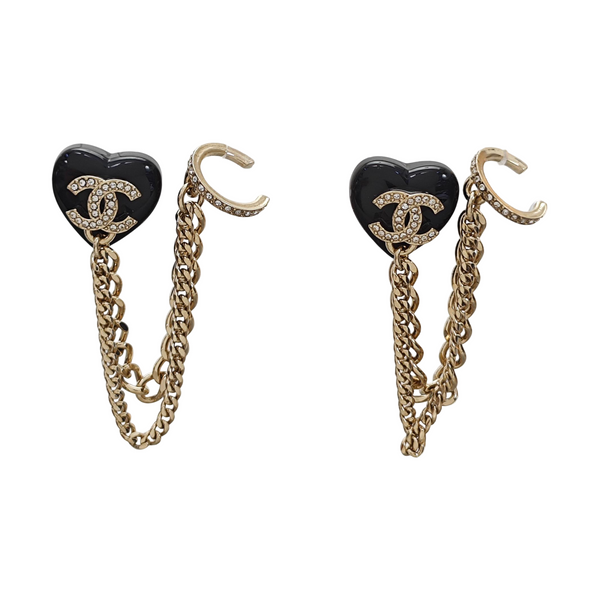 CC Logo Resin Black Stud Earrings