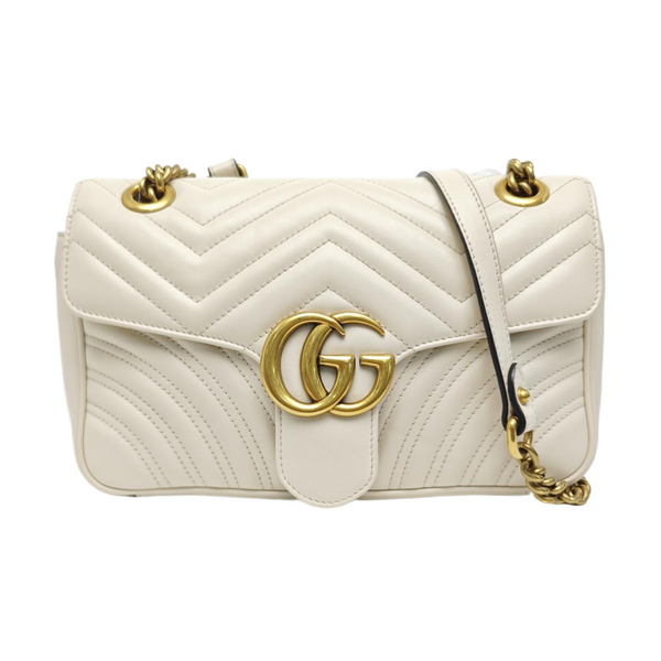 GG Marmont Medium Quilted Calfskin White