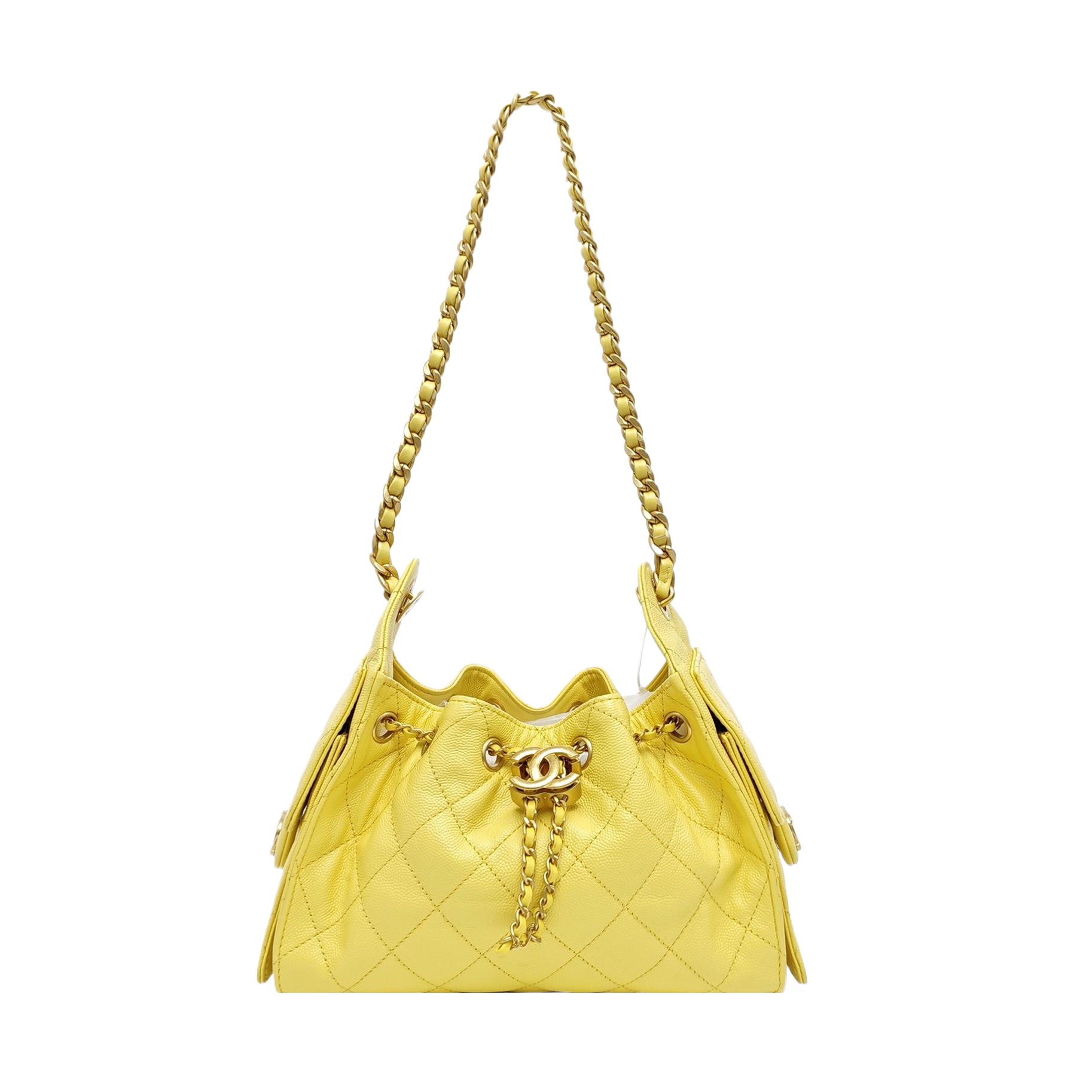 CHANEL 25 Quilted Grained Calfskin Yellow