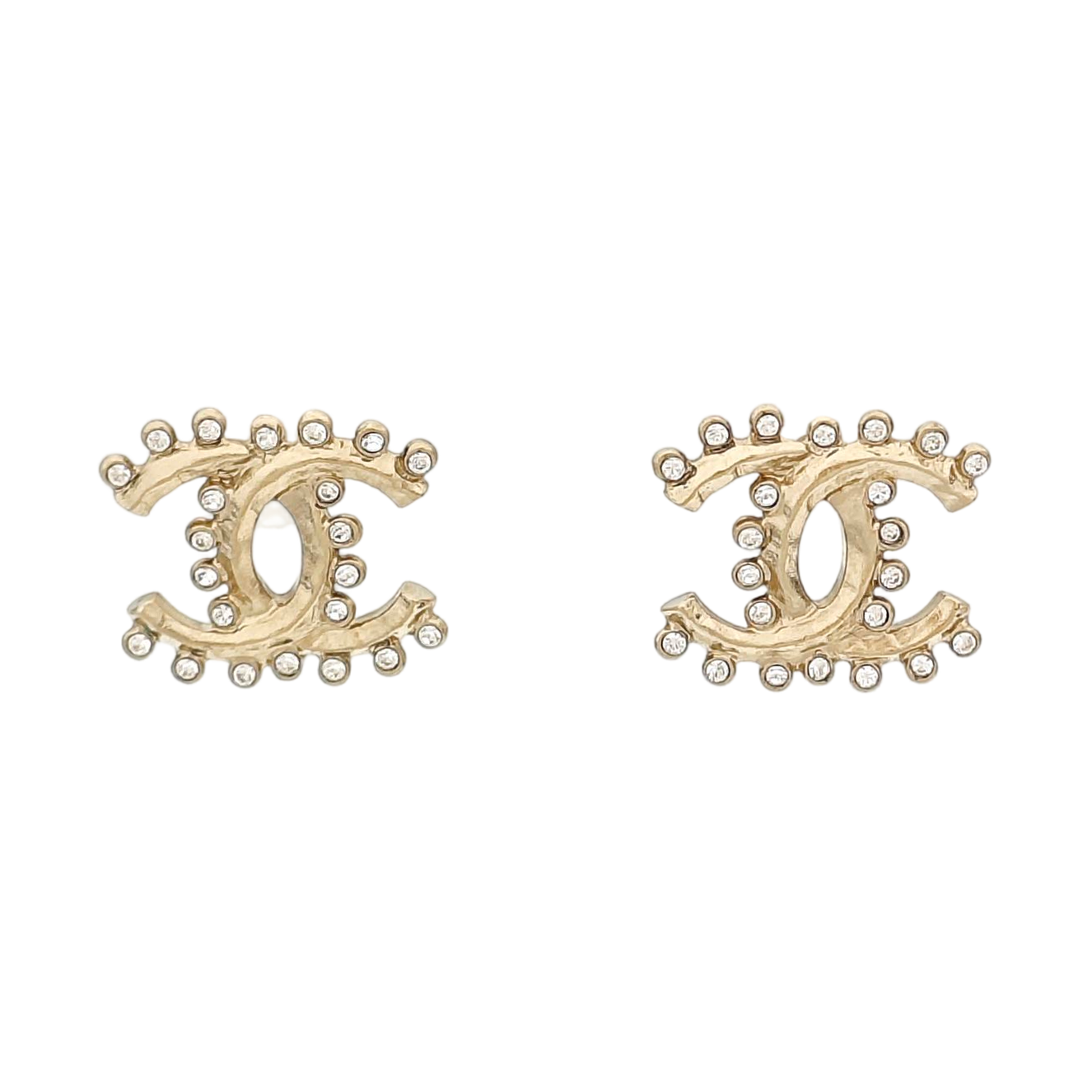 CC Logo Metal Gold Stud Earrings