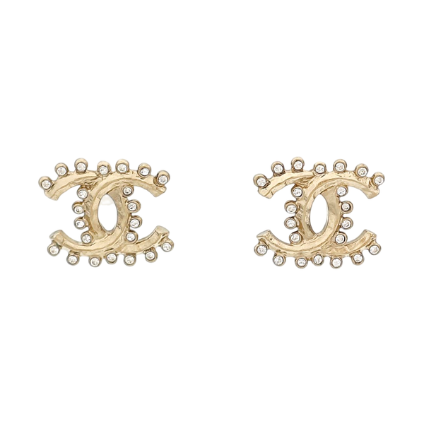 CC Logo Metal Gold Stud Earrings