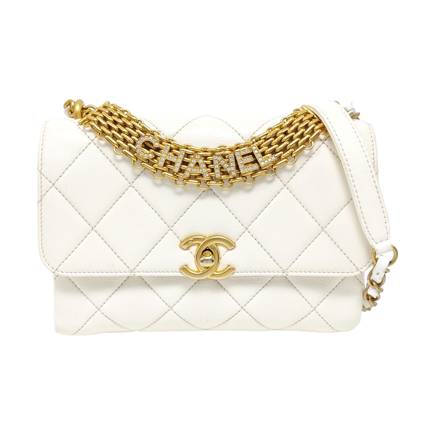 Quilted Lambskin Shoulder Bag Mini White