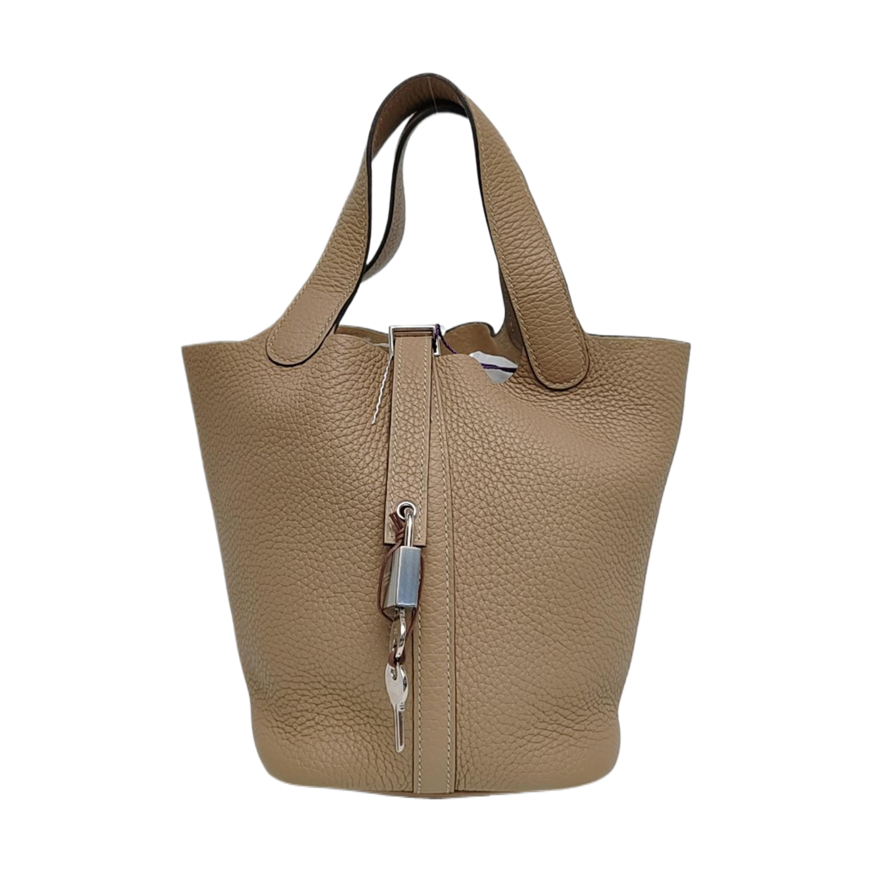 Authenticated pre-owned  Picotin Lock 18 Clemence Beige - Bucket Bag at Looply