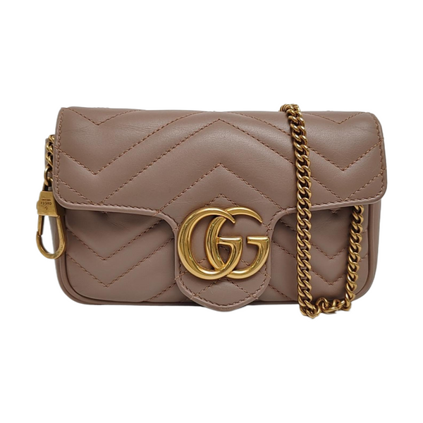 GG Marmont Mini Quilted Calfskin Beige