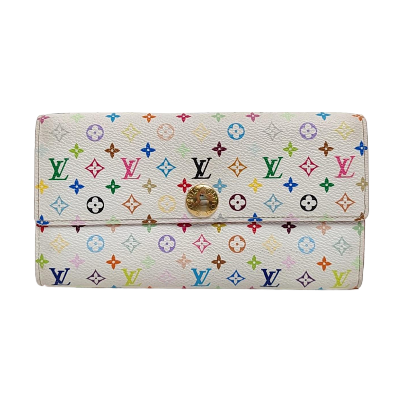 Cartera Blanca de Lona Recubierta con Monograma Porte Monnaie