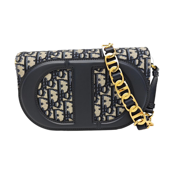 Oblique Canvas Shoulder Bag Blue