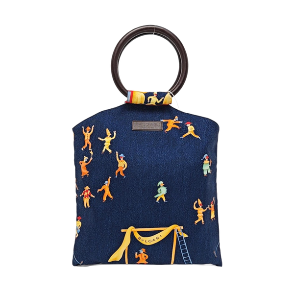 Fabric Top Handle Bag Blue