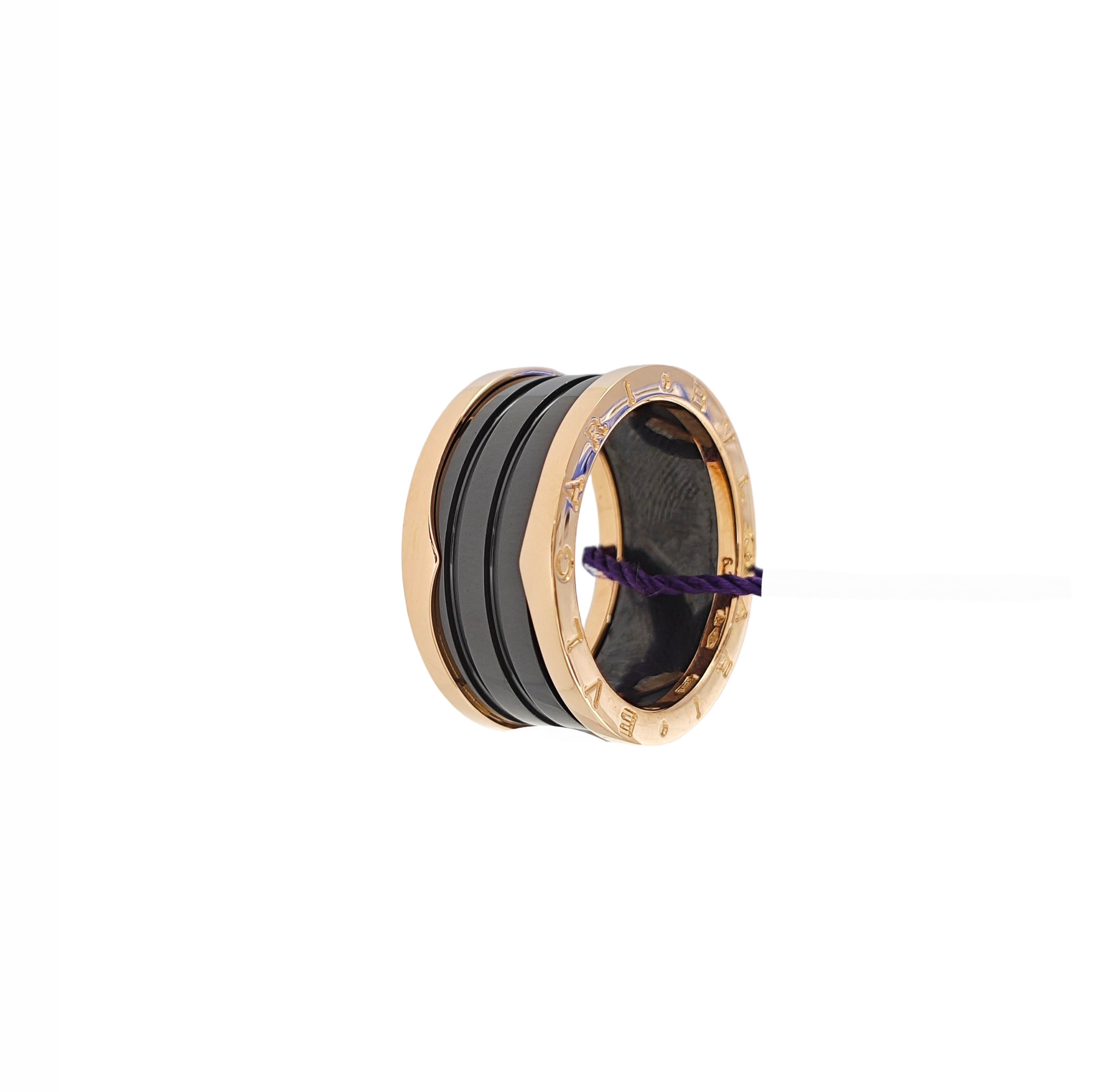 B.ZERO1 18k Rose Gold Black Ring EU 62