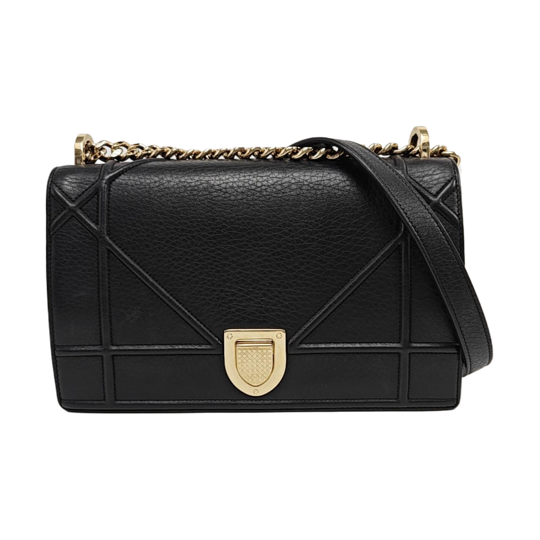 Authenticated pre-owned  Diorama Medium Calfskin Black - Shoulder Bag at Looply