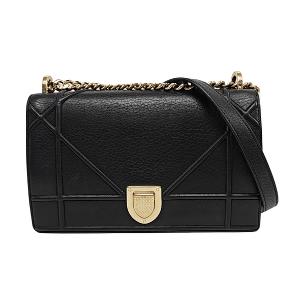 Authenticated pre-owned  Diorama Medium Calfskin Black - Shoulder Bag at Looply